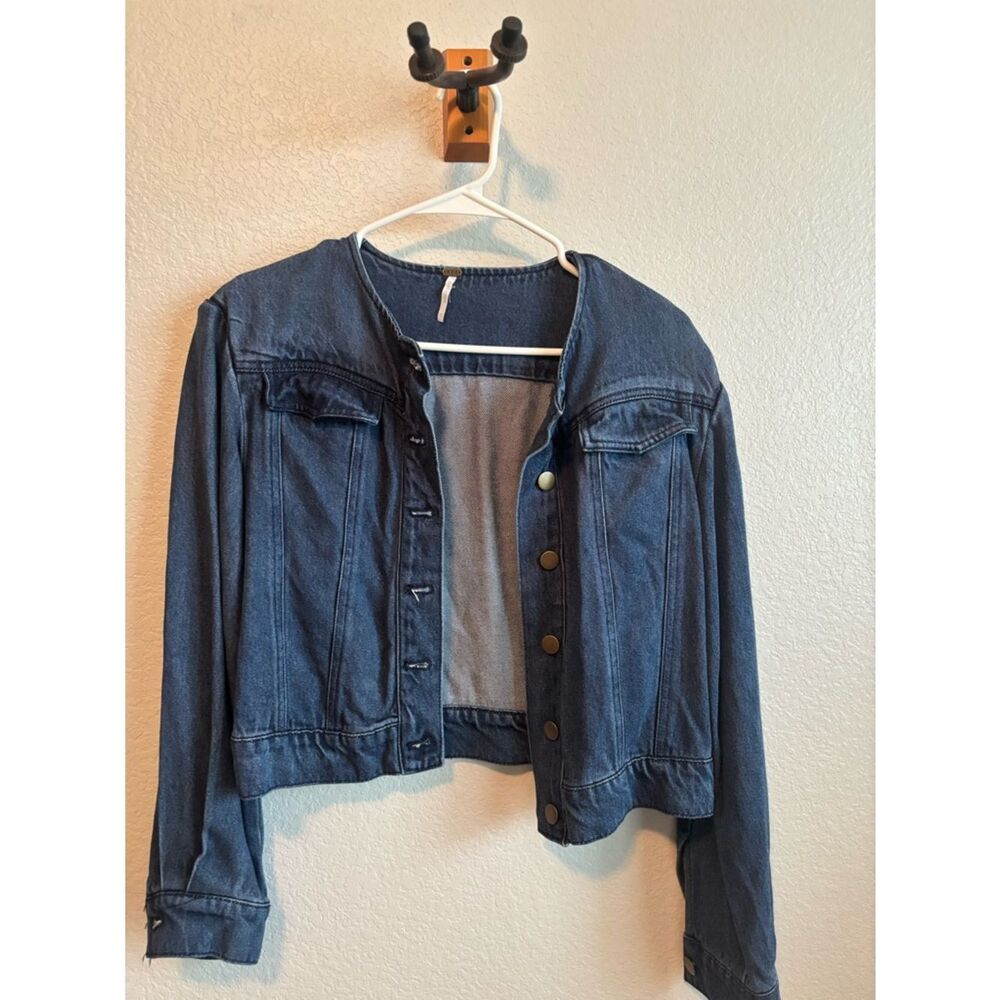 YFB Women's Dark Blue Denim Jacket - Classic Button-Front Jean Jacket